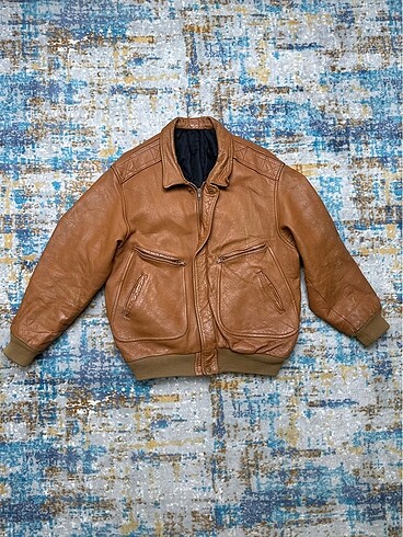 Vintage deri bomber pilot ceket