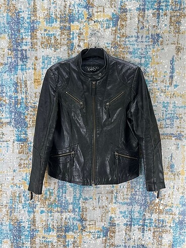 Vintage biker deri ceket