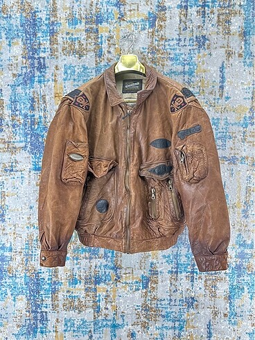 Vintage deri pilot ceket