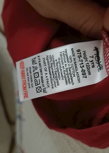 7 Yaş Beden Koyu Kırmızı Erkek Çocuk Kısa Kollu Tişört