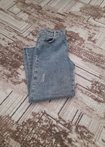 Gri Bol Kesim Midi Kot Pantolon