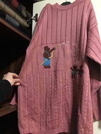 Vüntage pembe kazak tunik