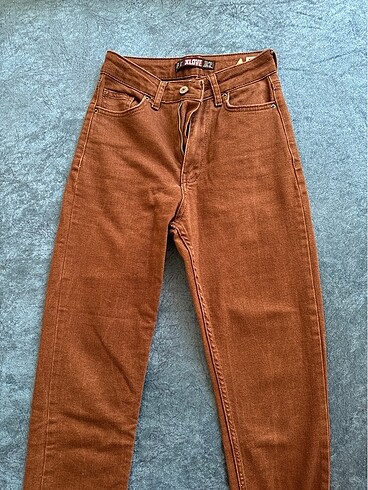 Kahverengi kot pantolon jean boyfriend