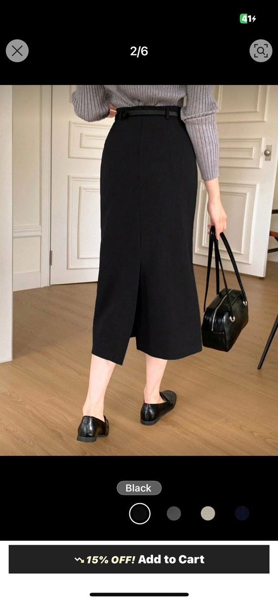 Siyah Midi Kadın Etek - Görsel 2