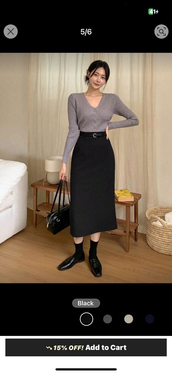 Siyah Midi Kadın Etek - Görsel 3