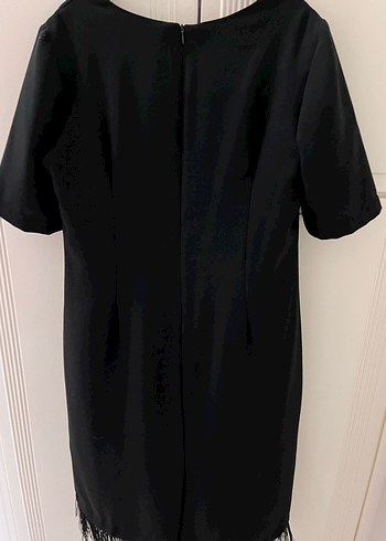 Drapeli Siyah Midi Ofis Elbisesi - Görsel 3