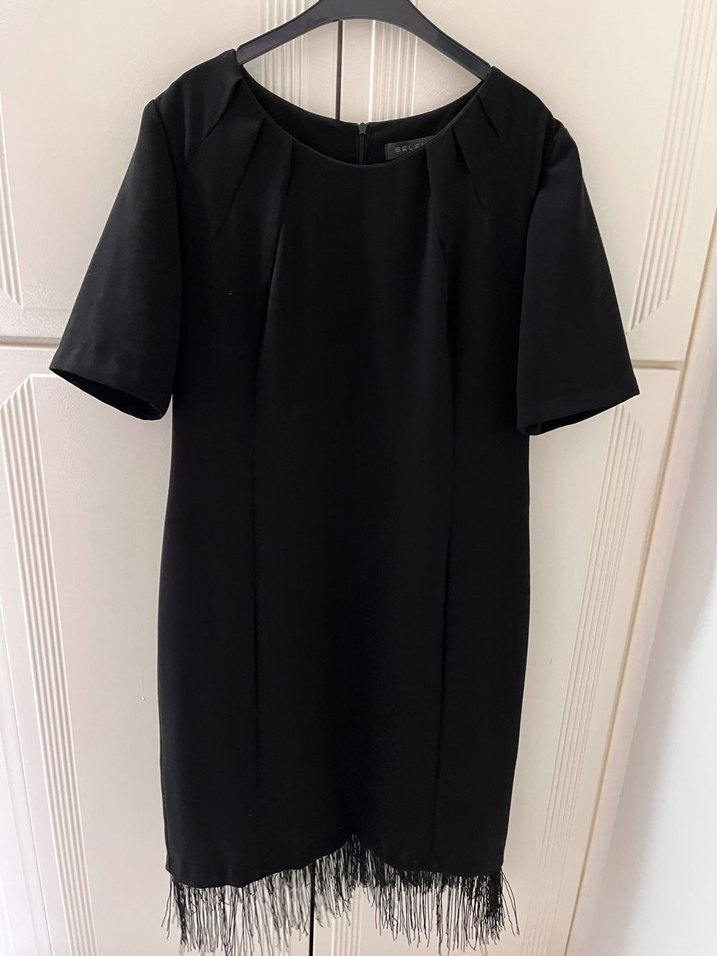 Drapeli Siyah Midi Ofis Elbisesi - Görsel 2