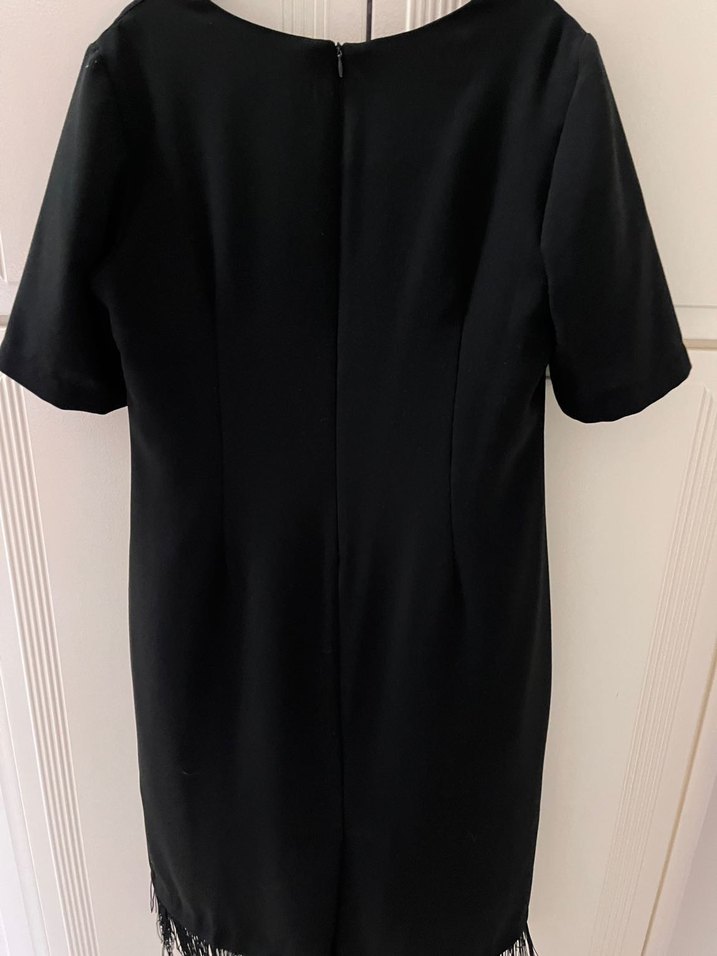 Drapeli Siyah Midi Ofis Elbisesi - Görsel 3