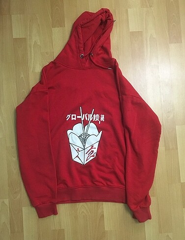 Noodle baskılı kırmızı sweatshirt