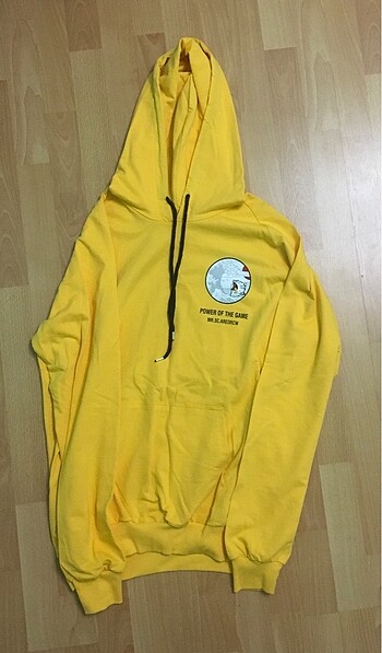 Ön arka baskılı sarı sweatshirt