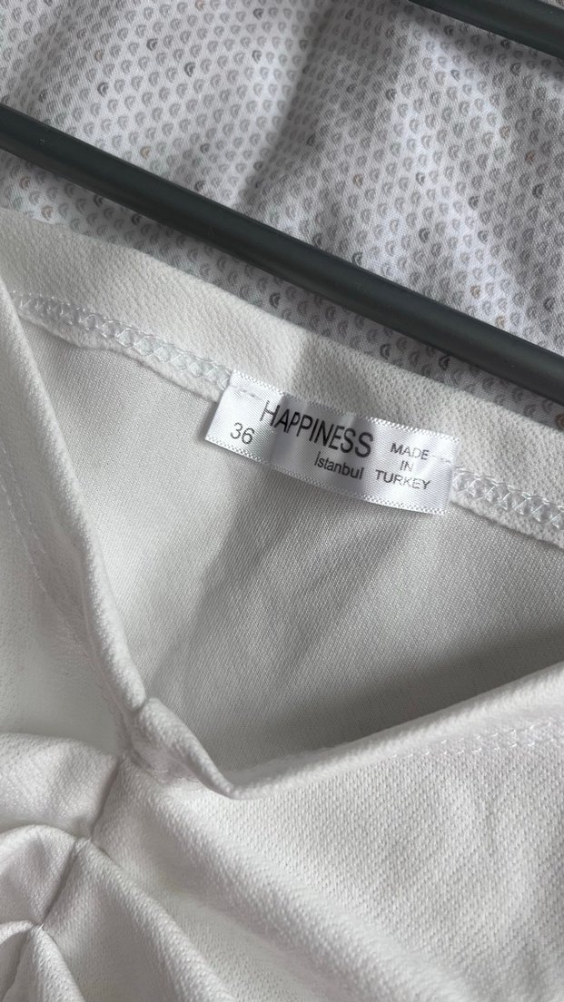 Beyaz balon kol tisort - Görsel 4