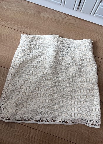 Dantel Detaylı krem renk Midi Etek - Görsel 2