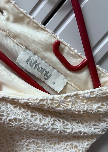 Dantel Detaylı krem renk Midi Etek - Görsel 4