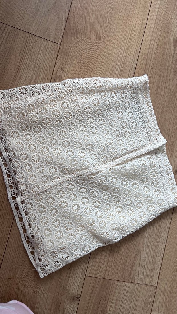 Dantel Detaylı krem renk Midi Etek - Görsel 3