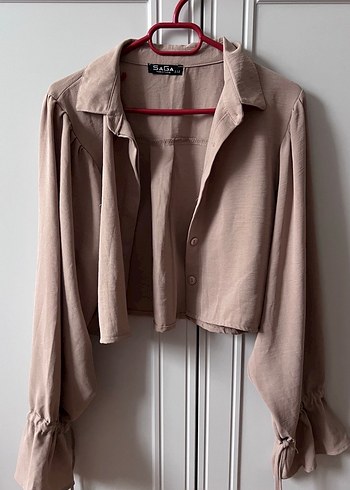 Toprak tonlarinda Düğmeli Uzun Kollu Gömlek - Görsel 2