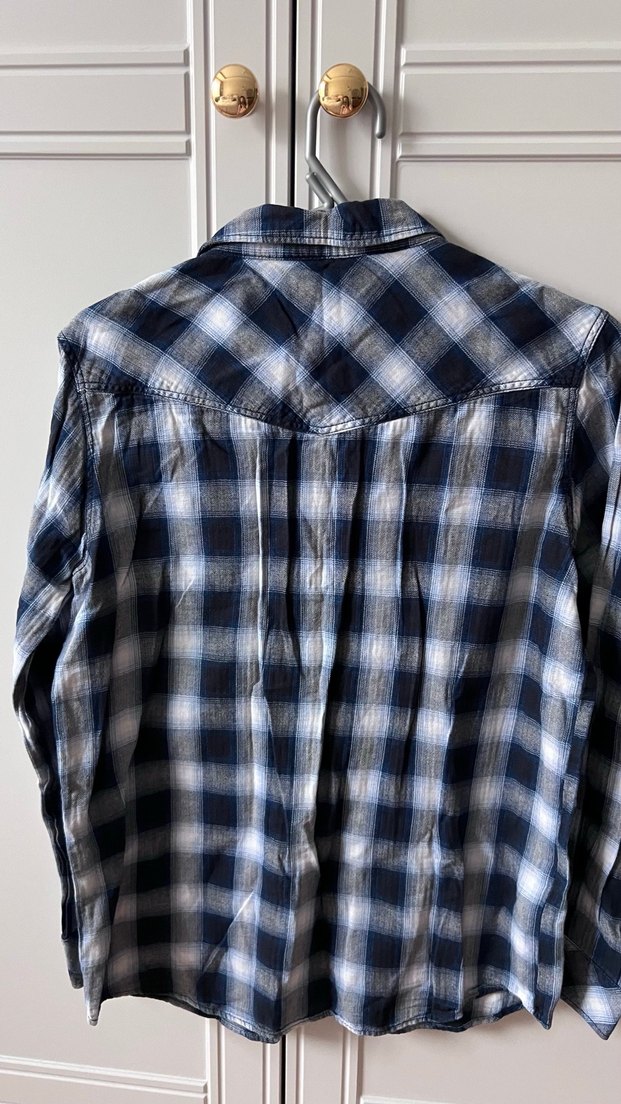 Kadın Mavi Kareli Gömlek - Görsel 3