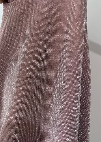 Gül kurusu renge yakin parlak simli elbise - Görsel 8