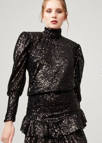 Gira offıcial Payetli Siyah Mini Elbise Yılan Desenli - Görsel 2