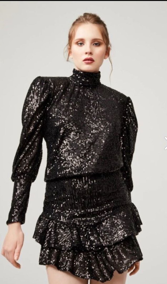 Gira offıcial Payetli Siyah Mini Elbise Yılan Desenli - Görsel 2