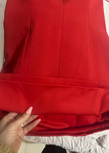 Zara Kırmızı mini İnce Askılı Fiyonklu Elbise - Görsel 8