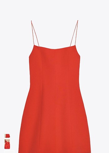 Zara Kırmızı mini İnce Askılı Fiyonklu Elbise - Görsel 5