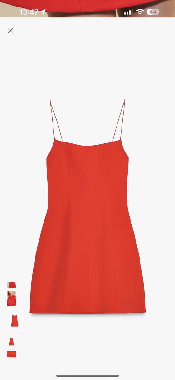 Zara Kırmızı mini İnce Askılı Fiyonklu Elbise - Görsel 5