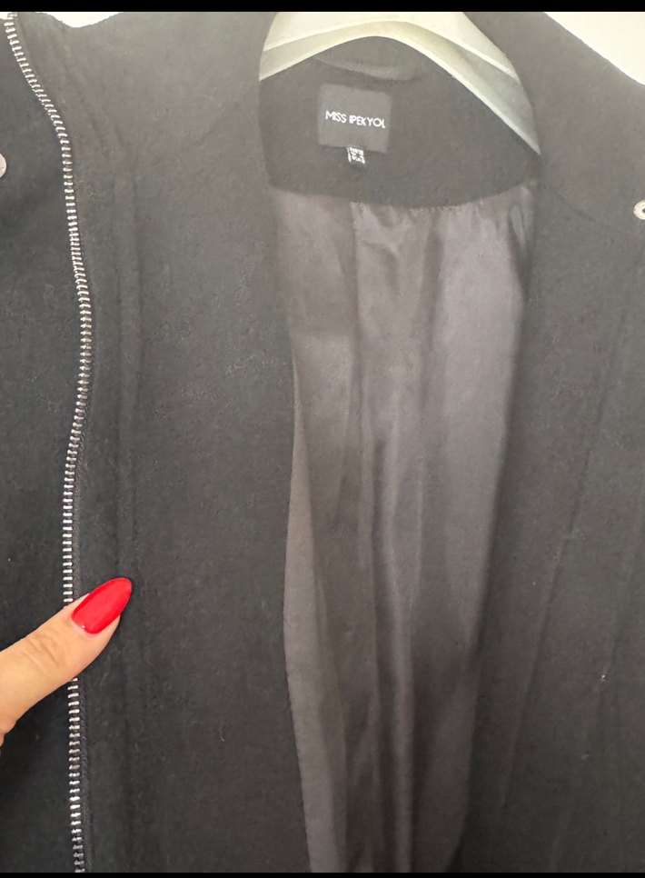 Miss İpekyol Kemerli Siyah Kadın Kaban - Görsel 4