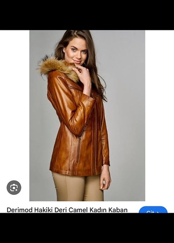 Hakiki Deri Kadın Kaban - Kürklü, Camel - Görsel 2