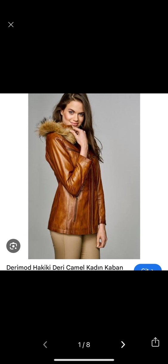 Hakiki Deri Kadın Kaban - Kürklü, Camel - Görsel 2