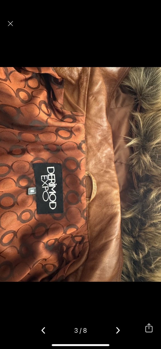 Hakiki Deri Kadın Kaban - Kürklü, Camel - Görsel 3