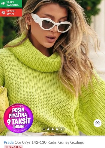 Prada Beyaz Parlak Kadın Güneş Gözlüğü - Görsel 2