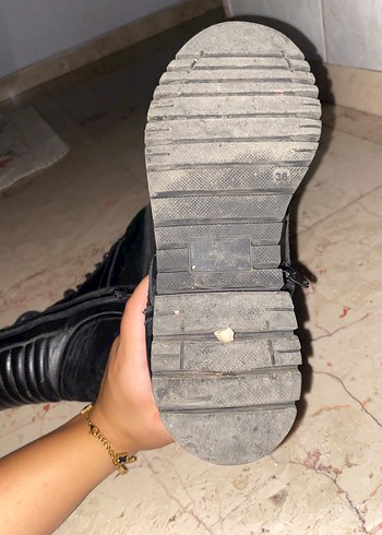 Flo Ayakkabı Siyah Deri Yüksek Topuklu Punk Botlar