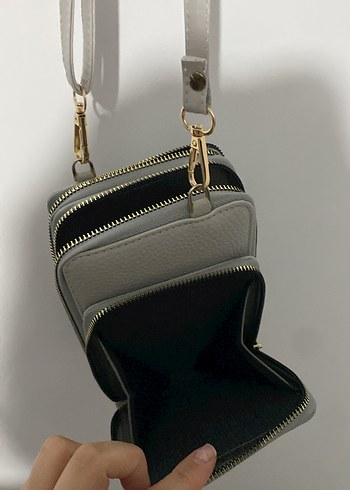 Gri Yılan Desenli Kadın Deri Çapraz Çanta - Görsel 2