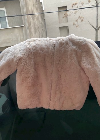 Çocuk Kadın Kapüşonlu Peluş Kaban - Görsel 4