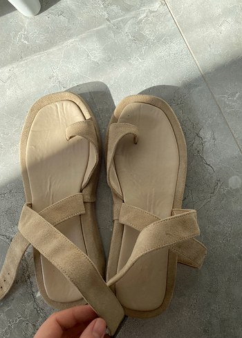 Bej Süet Kadın Sandalet - Görsel 2