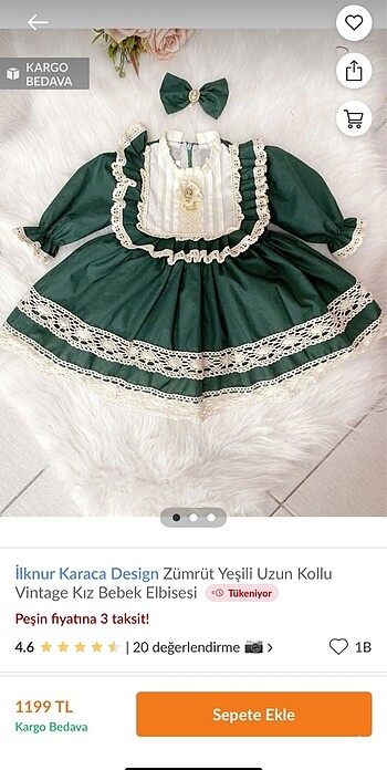 24-36 Ay Beden İlknur karaca 2 yaş elbise(tokalı)