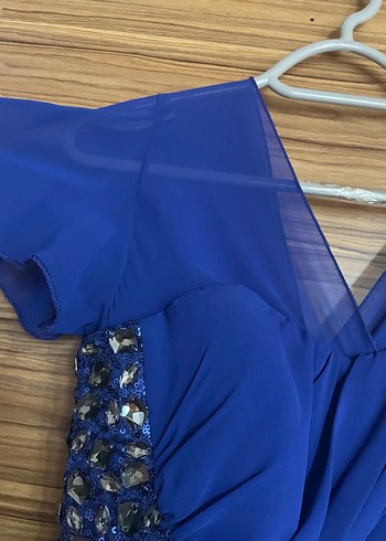 Mavi Drapeli Uzun Abiye Elbise - Görsel 4