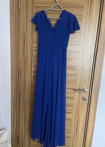 Mavi Drapeli Uzun Abiye Elbise - Görsel 2