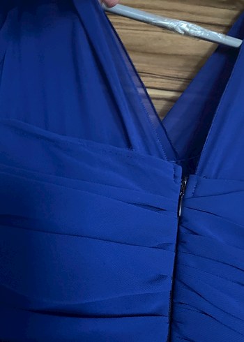 Mavi Drapeli Uzun Abiye Elbise - Görsel 5