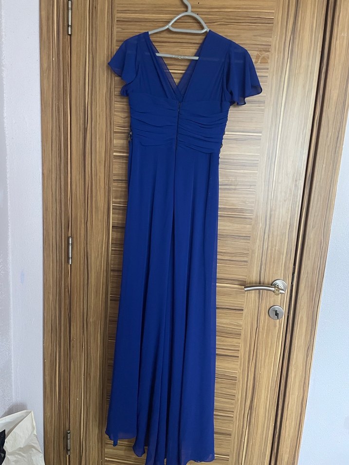 Mavi Drapeli Uzun Abiye Elbise - Görsel 2