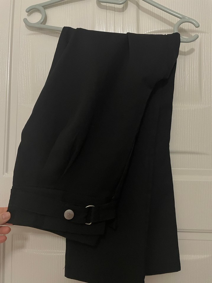 Kemerli Siyah Kadın Kumaş Pantolon Milla - Görsel 3