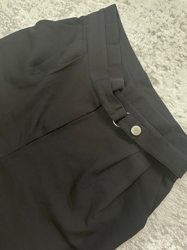 Kemerli Siyah Kadın Kumaş Pantolon Milla - Görsel 2