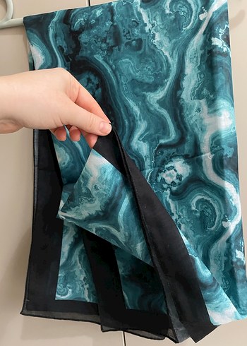 Turkuaz Desenli Kadın Eşarp Moda Kaşmir - Görsel 2