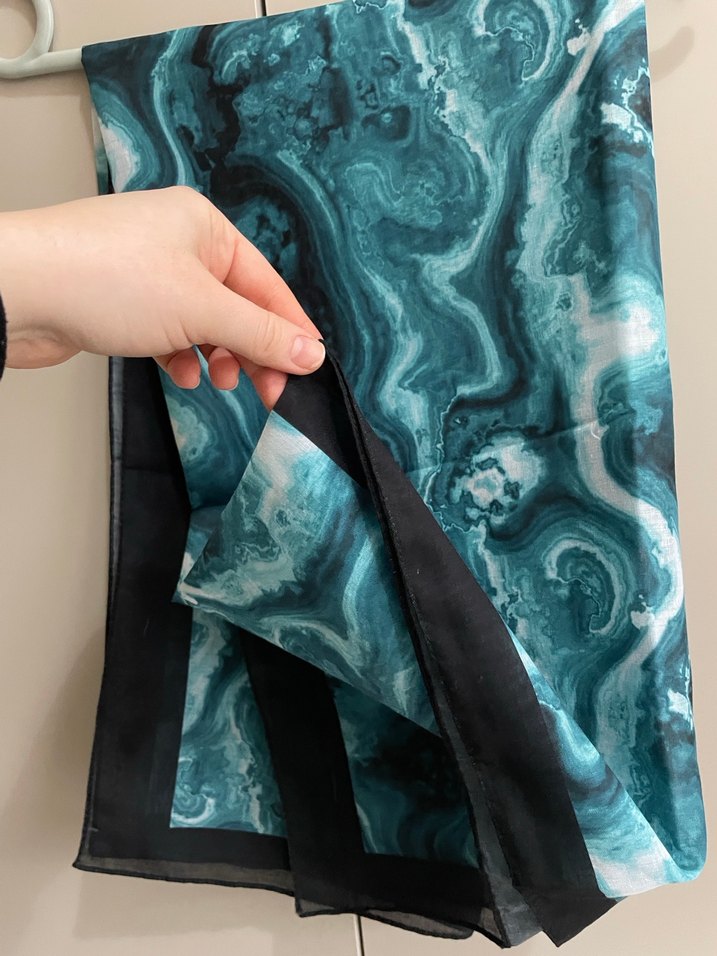 Turkuaz Desenli Kadın Eşarp Moda Kaşmir - Görsel 2