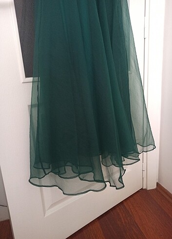40 Beden yeşil Renk Tesettür abiye elbise
