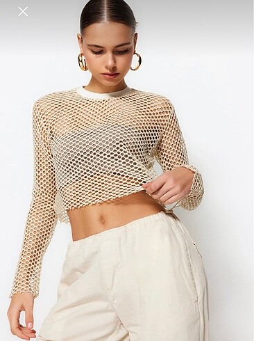Trendyol & Milla Fileli Crop Bluz