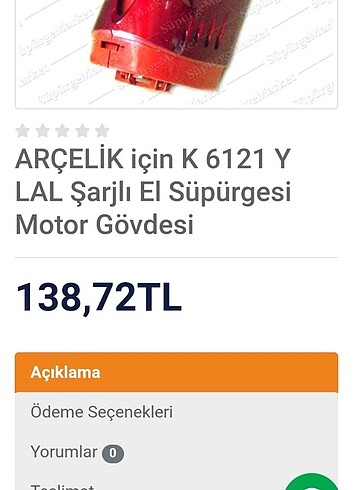 Arçelik K 6121 Şarjlı El Süpürgesi 