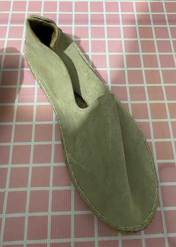 Bej hakiki süet deri Espadril - Görsel 5