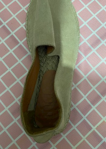 Bej hakiki süet deri Espadril - Görsel 3