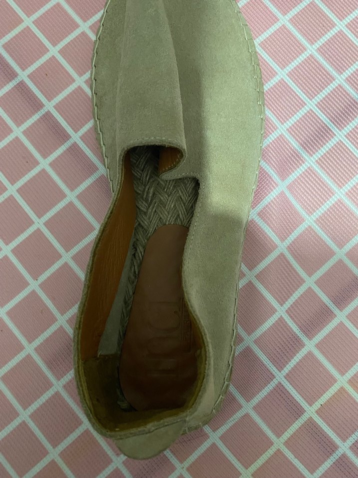 Bej hakiki süet deri Espadril - Görsel 3